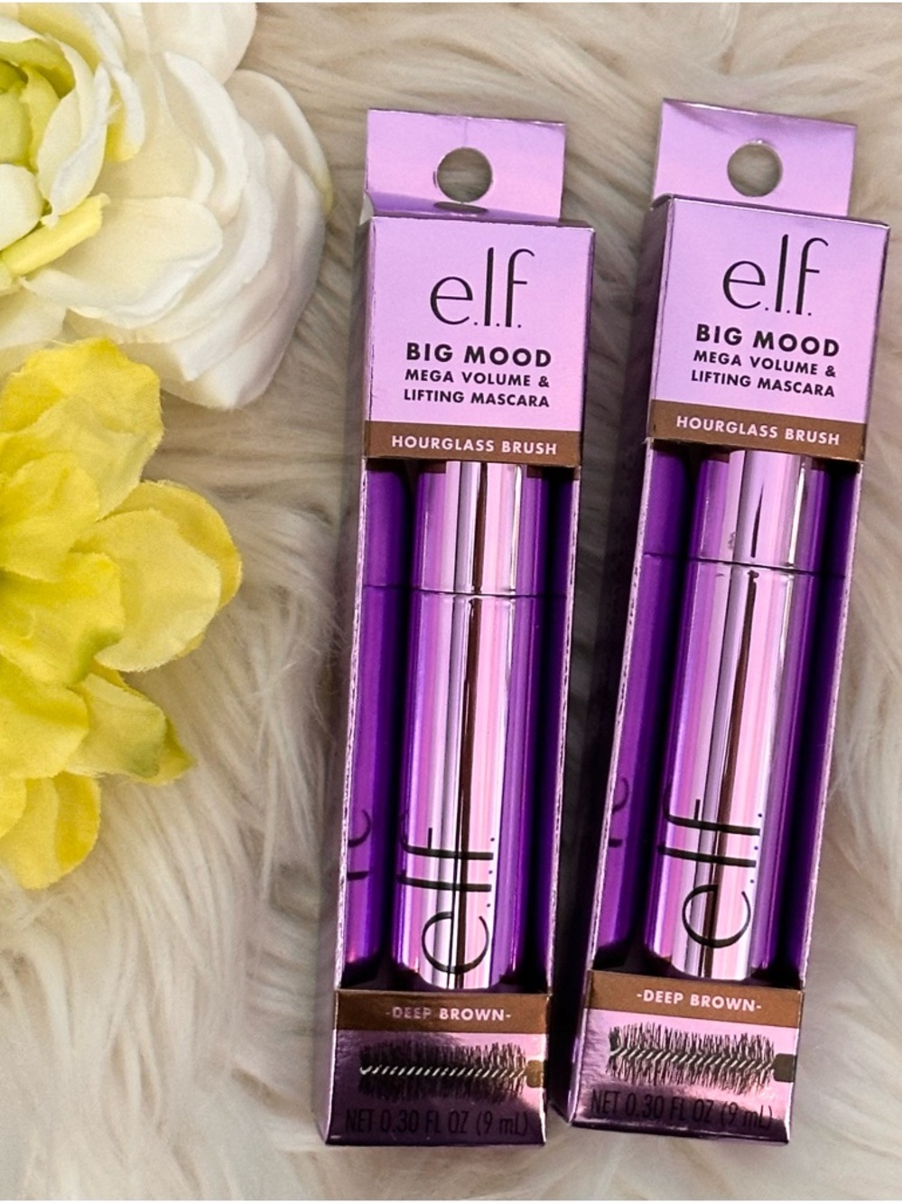 e.l.f. Two Mega Volume and  Lifting Mood Mascaras Deep Brown Full Size NEW!